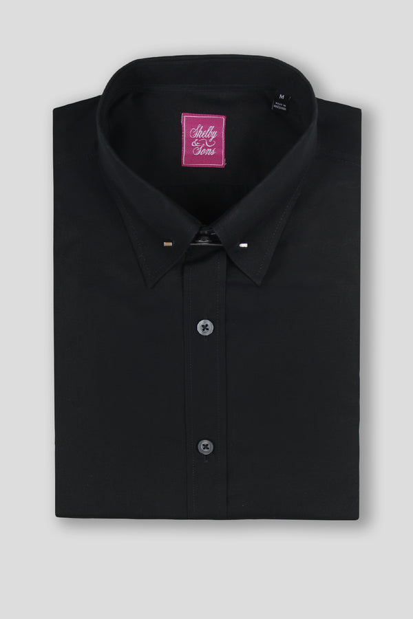 Webb Slim Fit Black Cotton Shirt
