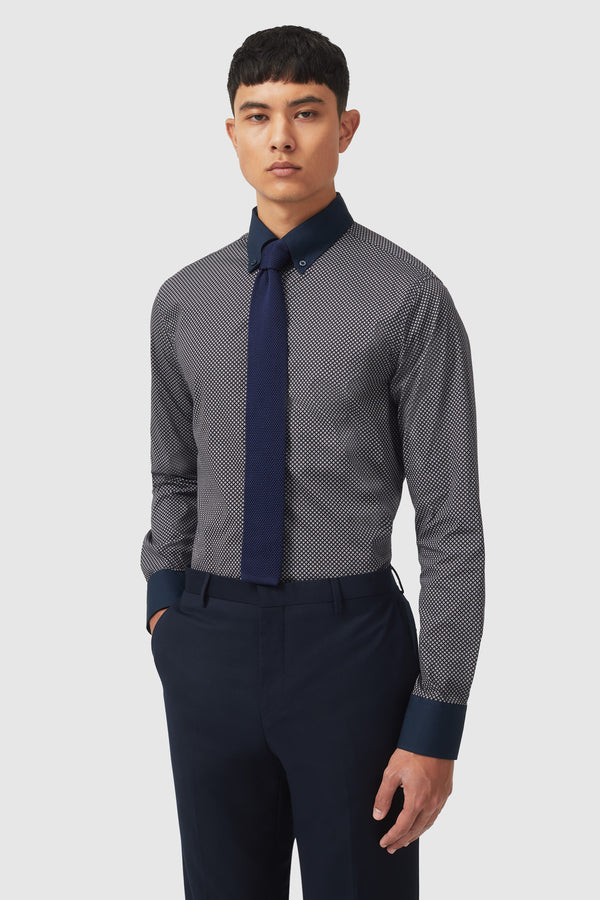 Watten Slim Fit Cotton Navy Shirt - ARCHIVE