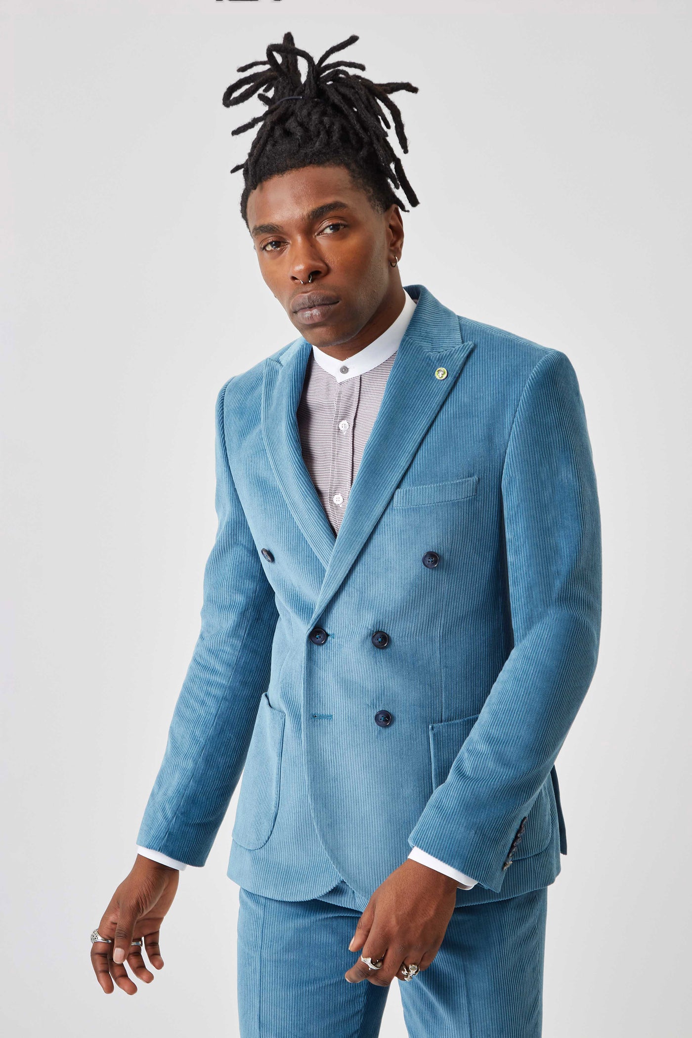 Arlo Slim Fit Blue Corduroy Trousers