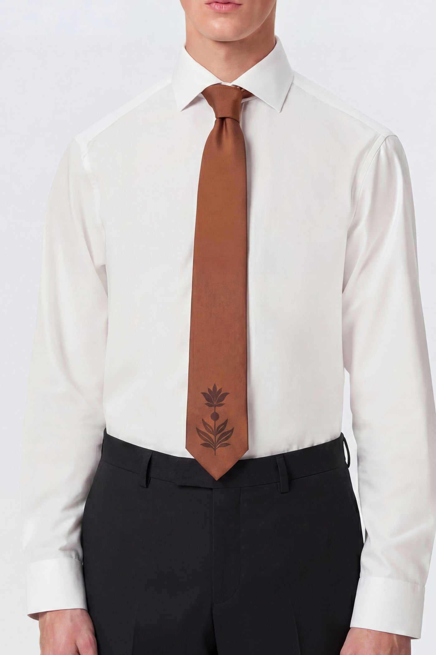 Atticus Floral Placement Rust Tie