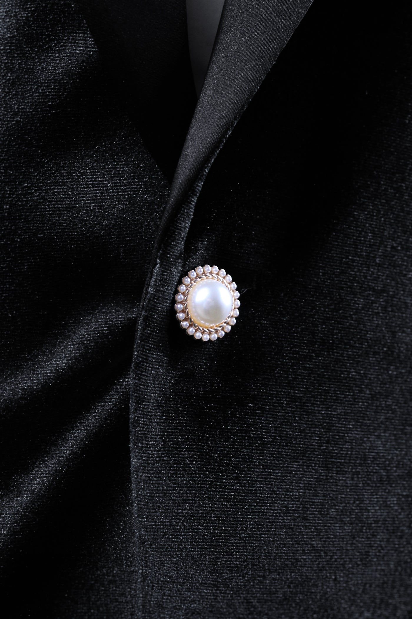 Magnum Slim Fit Black Velvet Tux Jacket With Pearl Detailing