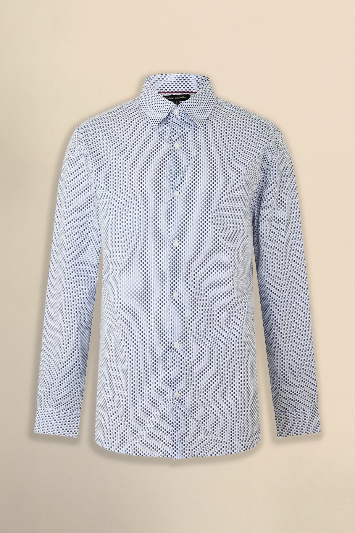 Cleo White Blue Geo Cotton Shirt