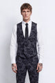 Fleet Skinny Fit Black Floral Waistcoat