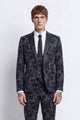 Fleet Skinny Fit Black Floral Suit Jacket