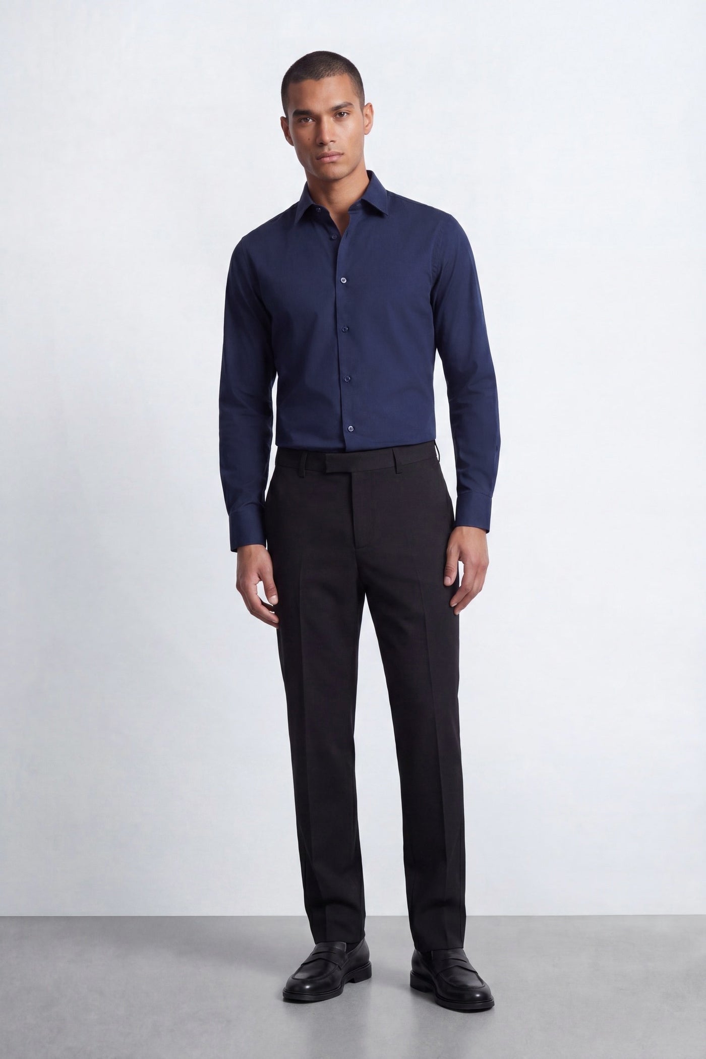 Apsley Slim Fit Navy Cotton Shirt