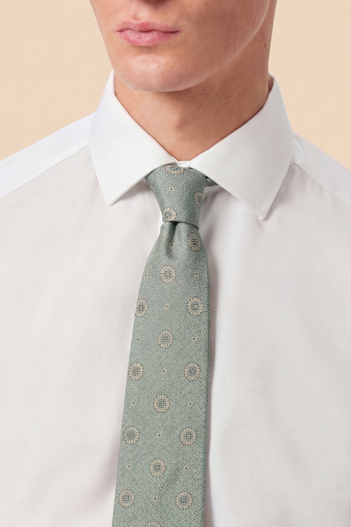 Luna Silk Maccesfield Neat Sage Tie