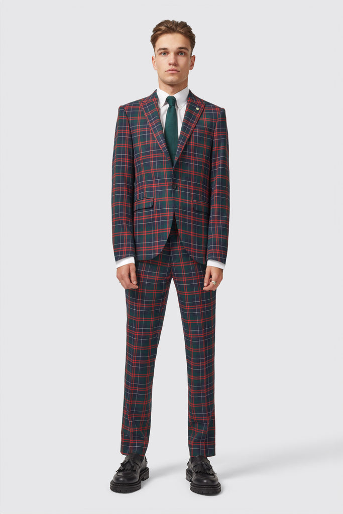 Custom-Tailored Navy Checkered Suit Jacket — Custom-Made Suit from Tailor Store
