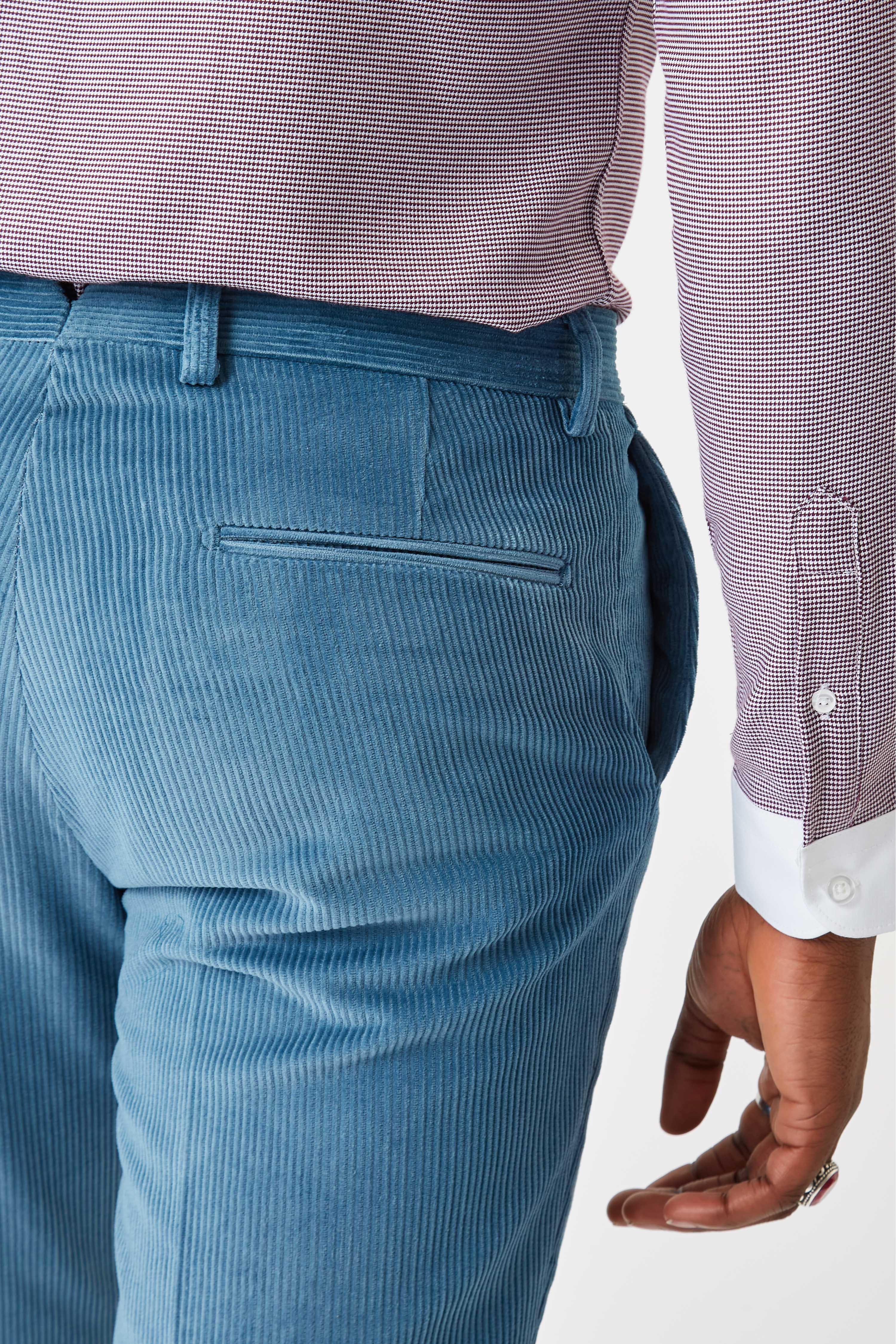 Arlo Slim Fit Blue Corduroy Pants — Twisted Tailor