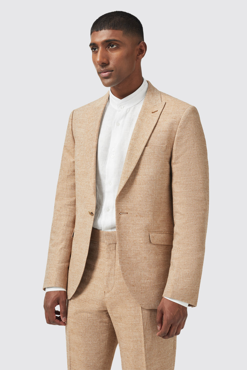 King Slim Fit Tan Linen Jacket