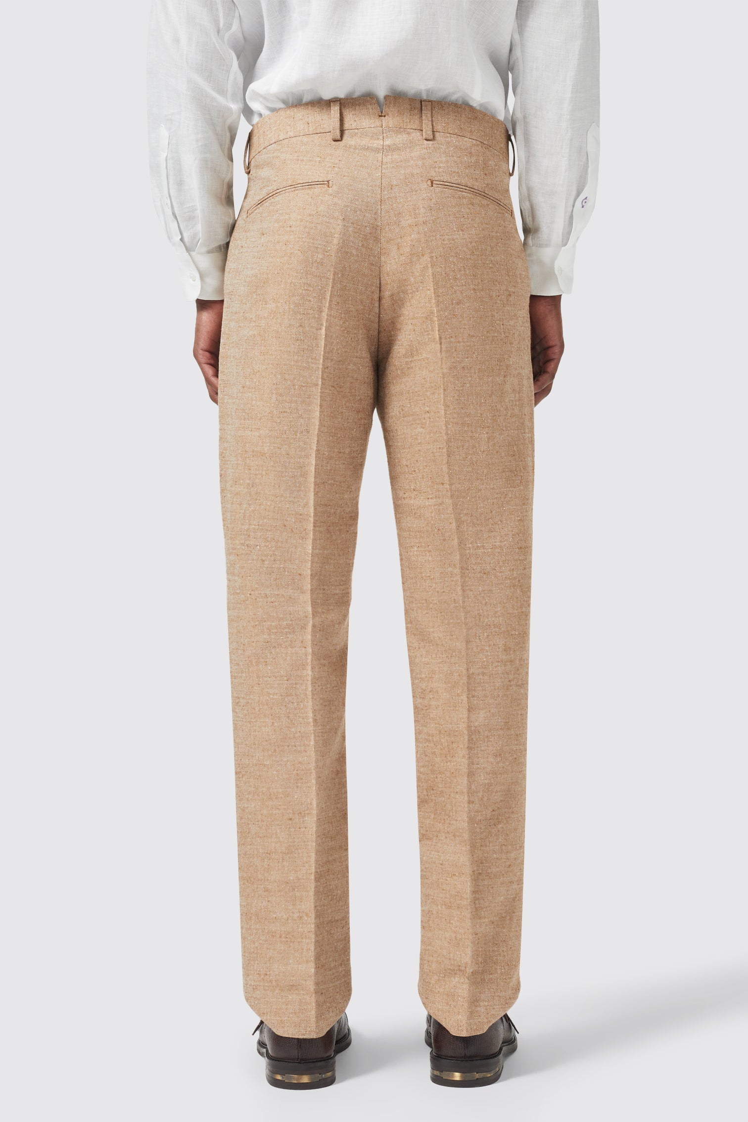 MAATEE&SONS ドS LINEN Khaki Tapered Fit Cotton Linen Blend Elasticated Trousers | KHAKI
