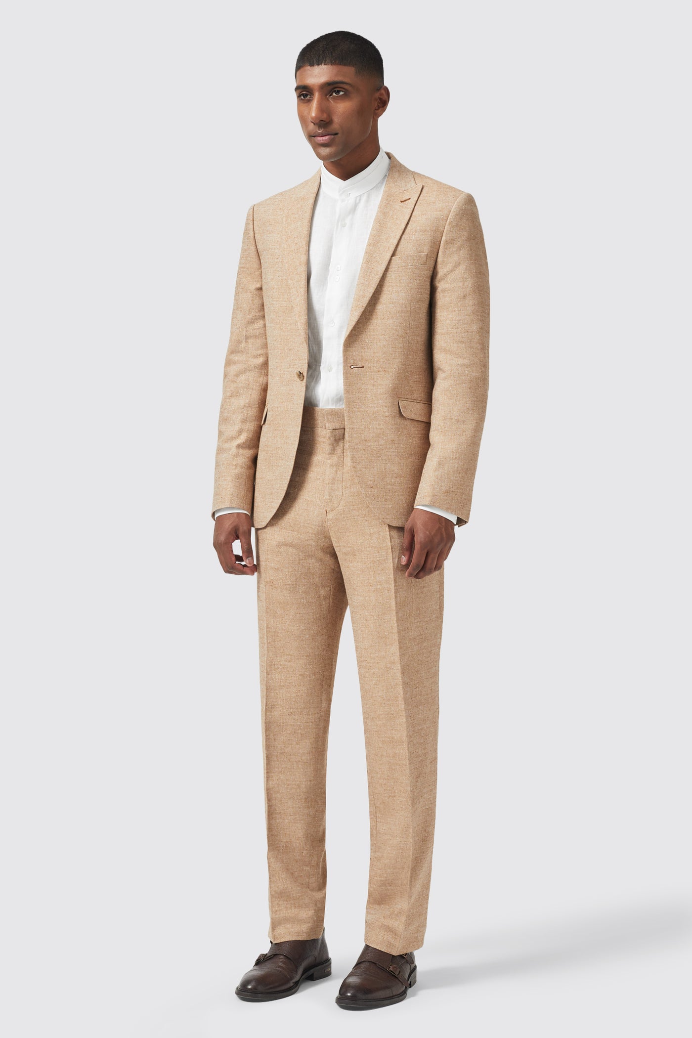 King Slim Fit Tan Linen Trouser