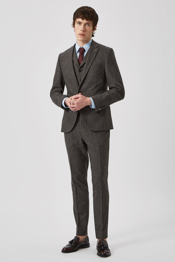Uptown Slim Fit Tweed Brown Wool Suit