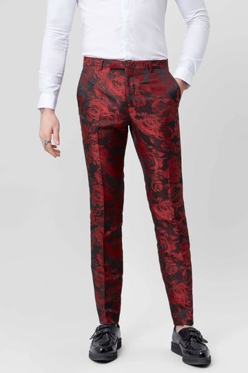 Twisted Tailor Ersat Tuxedo Trousers with Rose Jacquard