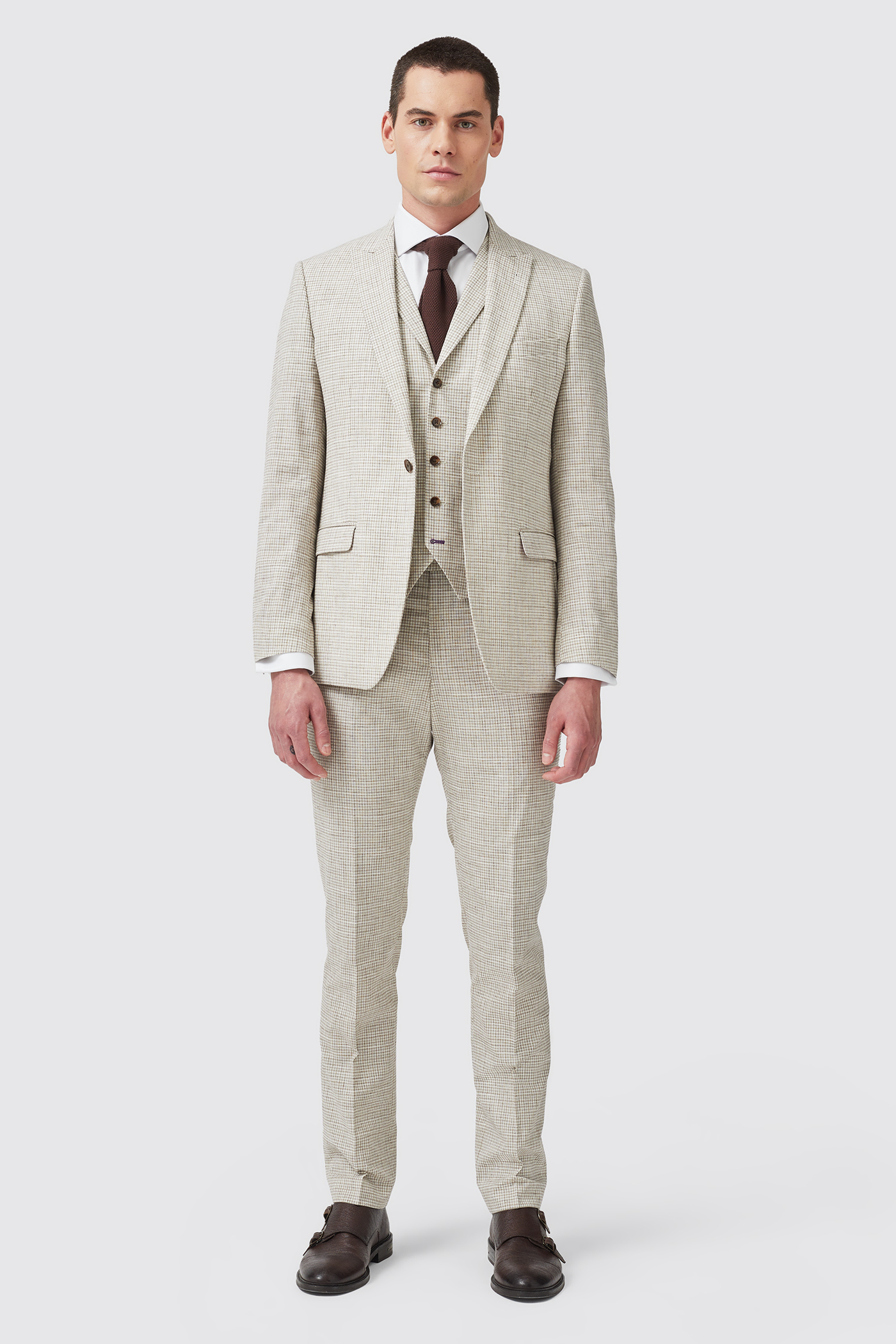 Perrin Slim Fit Neutral Check Cotton Suit - ARCHIVE