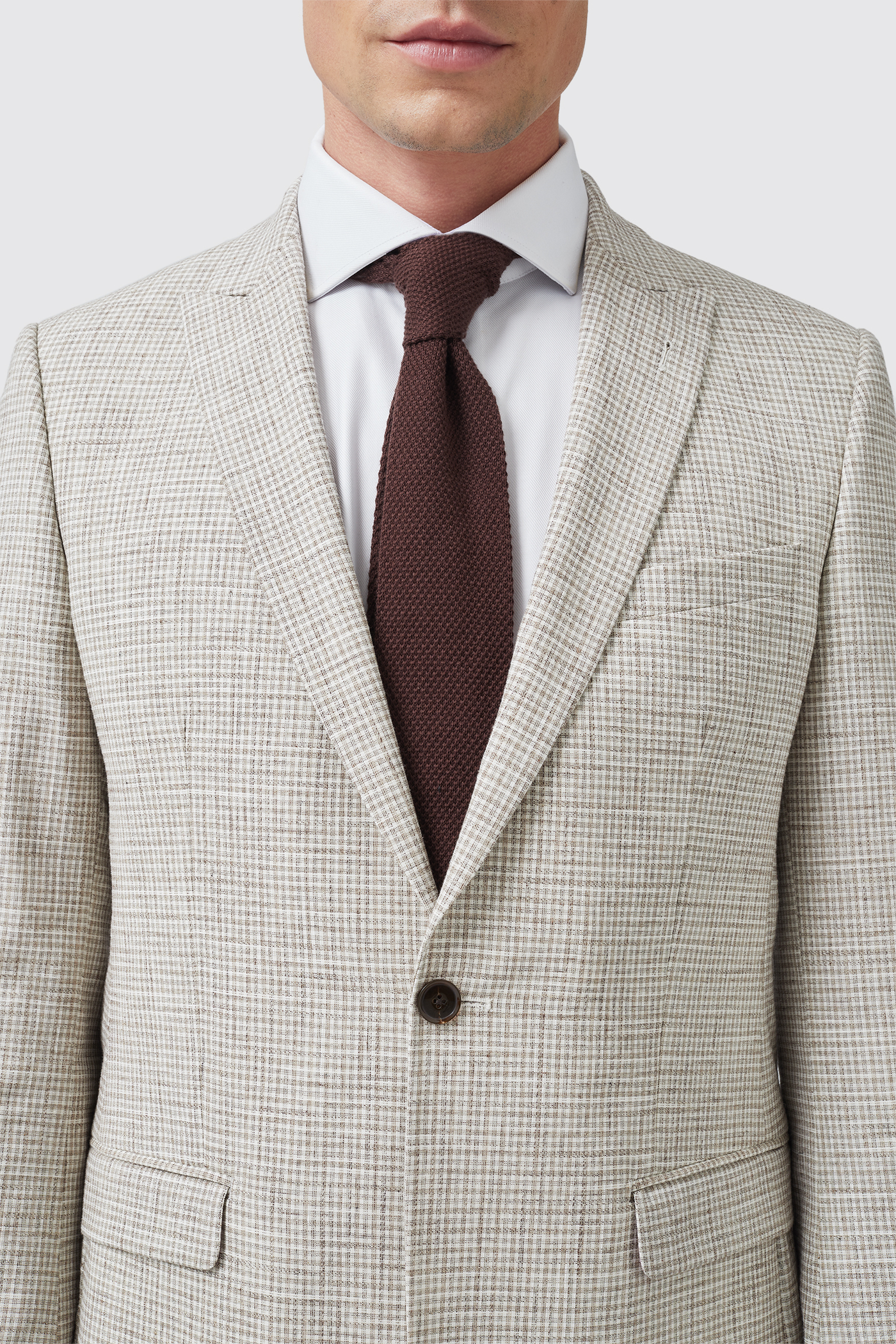 Perrin Slim Fit Neutral Check Cotton Jacket - ARCHIVE