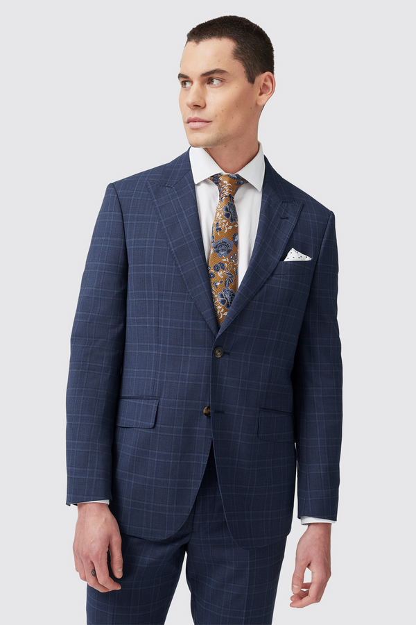Rivulet Tailored Fit Navy Check Wool Jacket - ARCHIVE