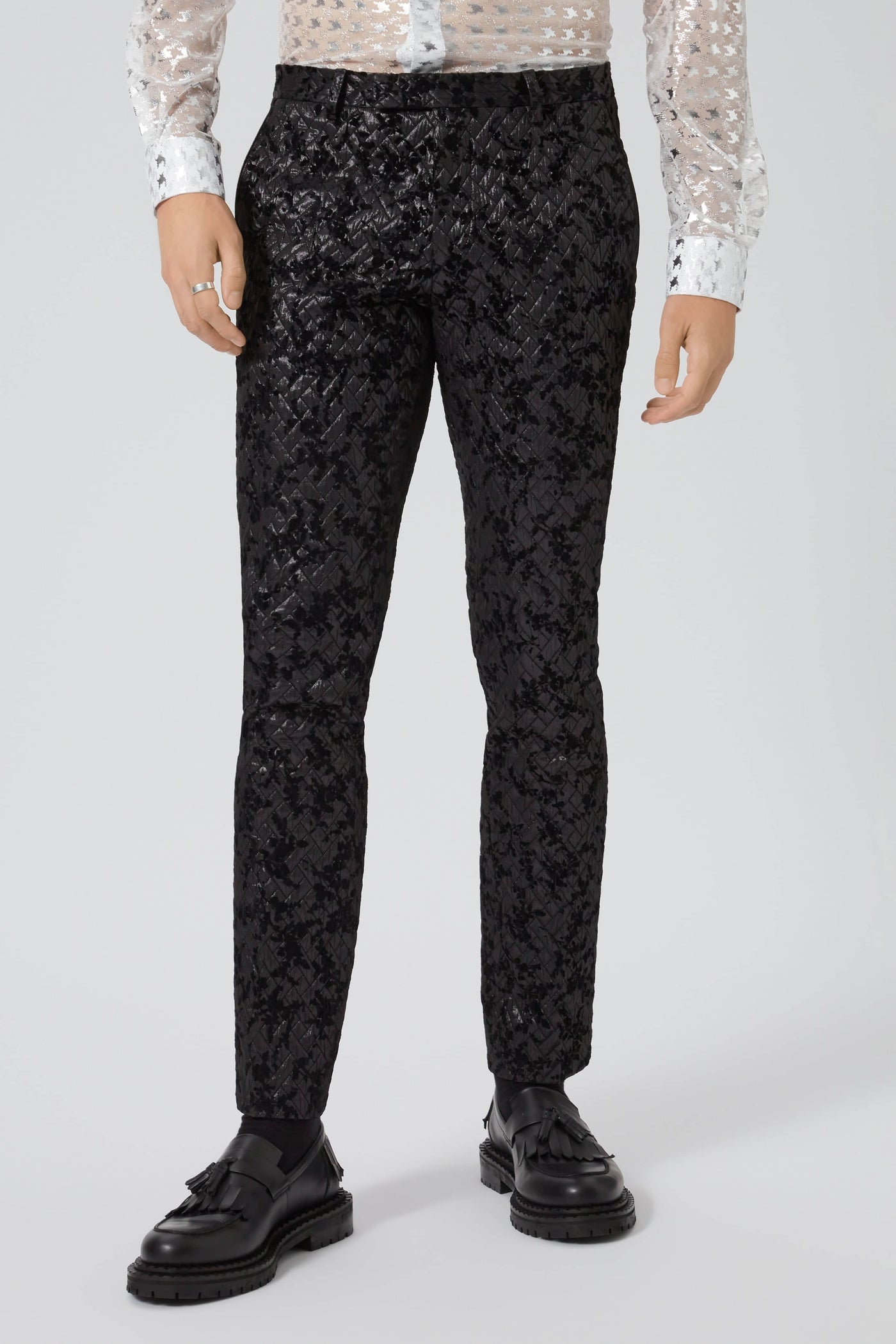Barbee Skinny Fit Black Jacquard Suit - ARCHIVE