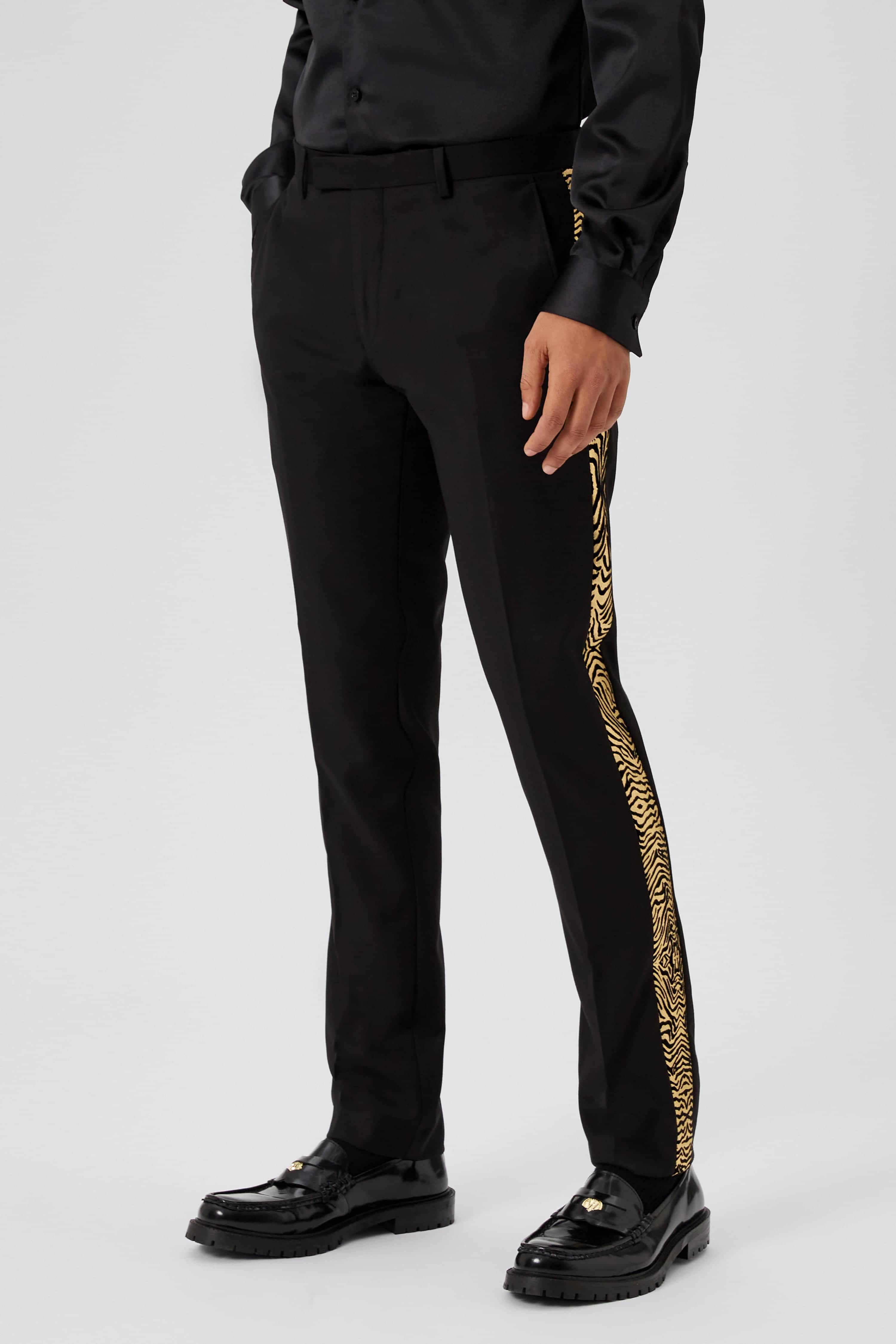 【関税&送料込】Etro Trousers Kalman Skinny Fit Gold Zebra Print Trousers - ARCHIVE