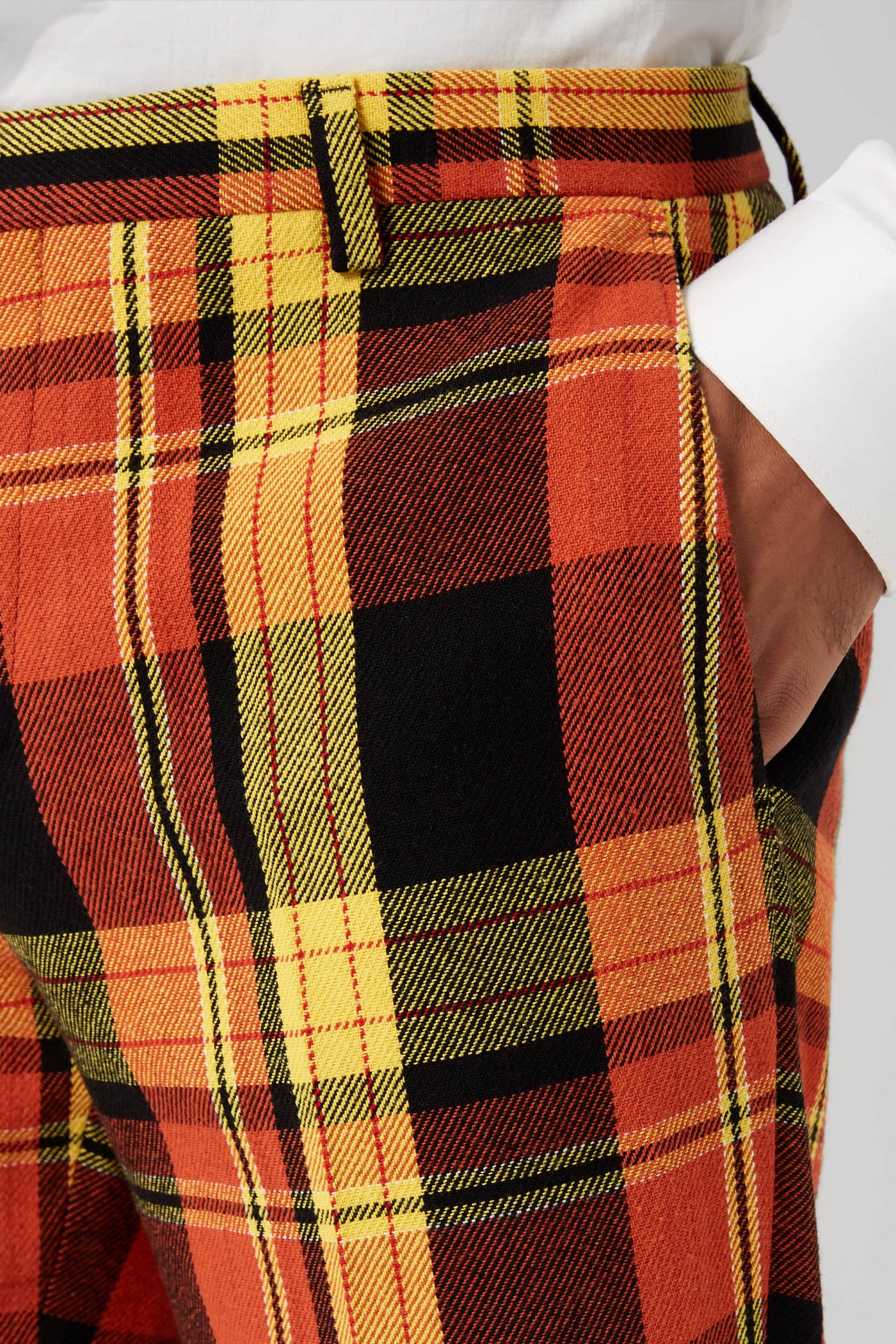Spendolini Skinny Fit Orange Tartan Cotton Trousers - ARCHIVE