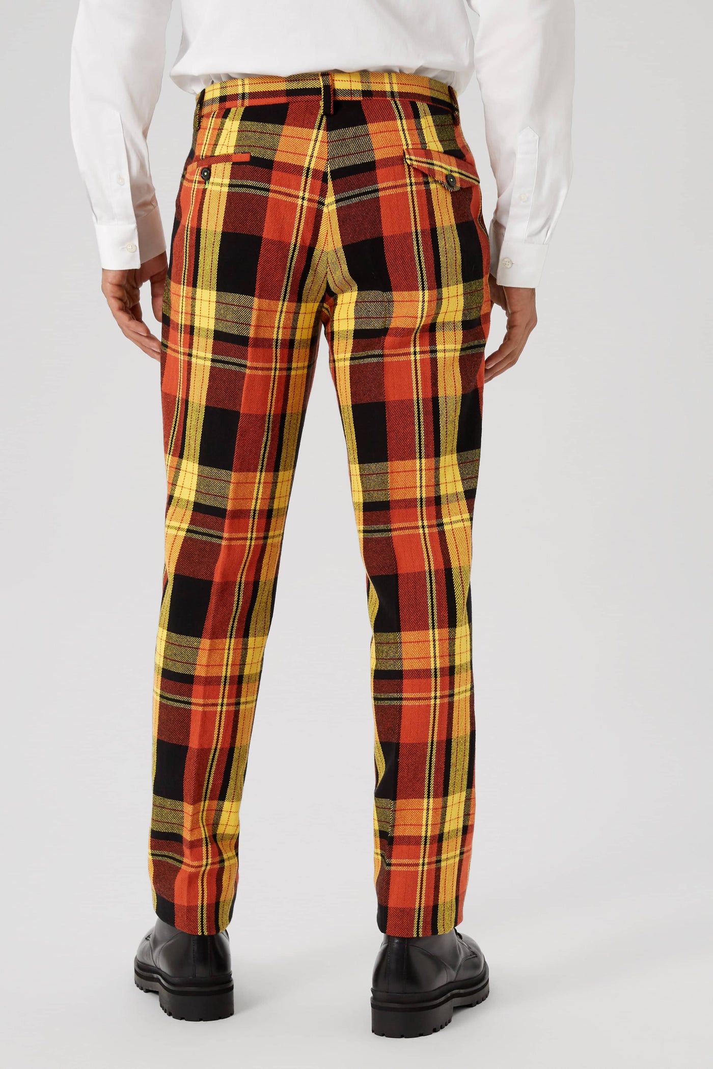 Spendolini Skinny Fit Orange Tartan Cotton Trousers - ARCHIVE