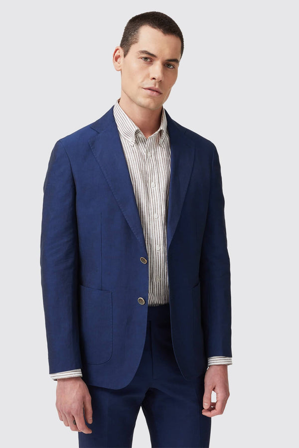 Barnham Tailored Fit Navy Linen Jacket - ARCHIVE