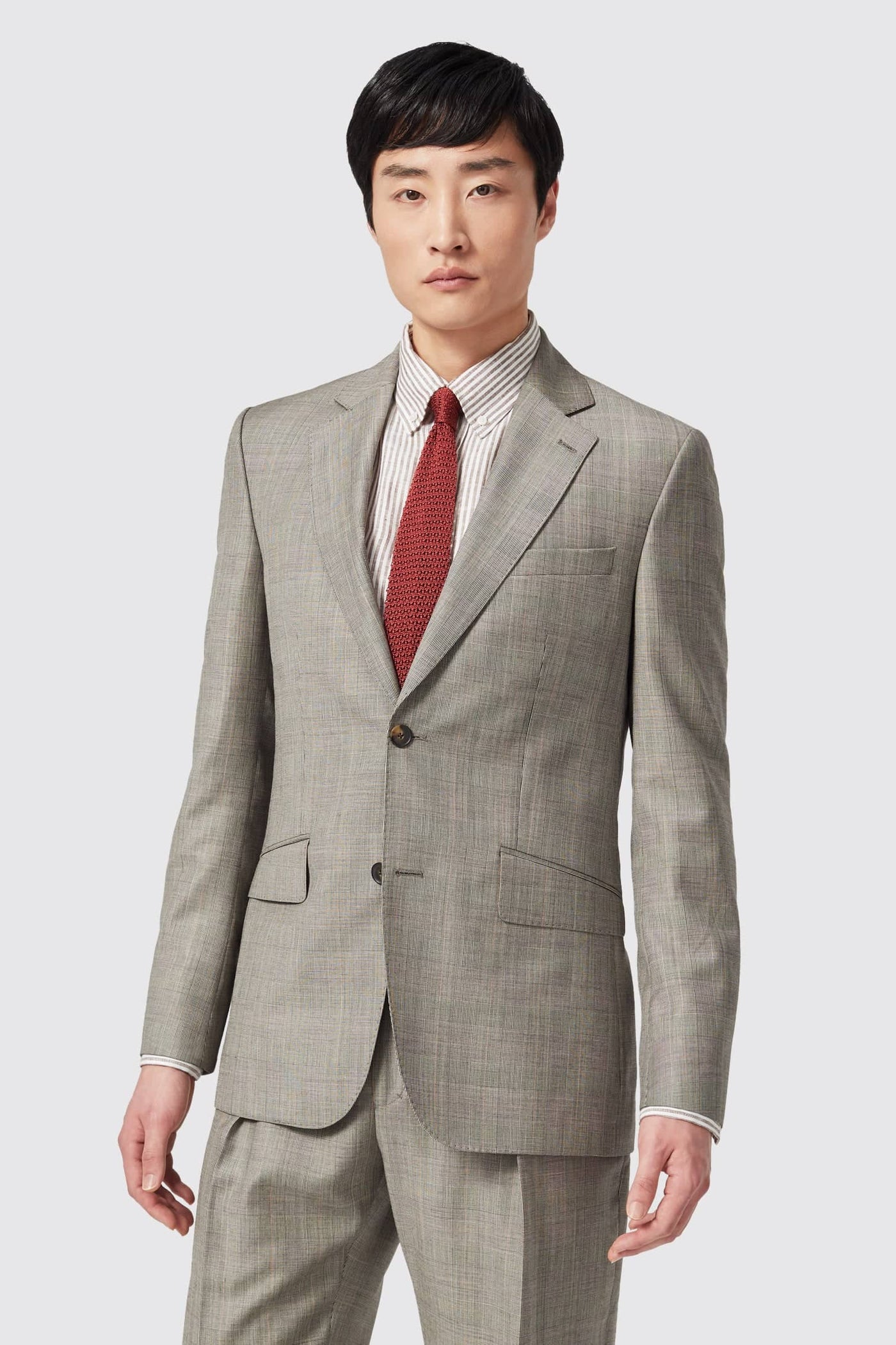 Row Tailored Fit Grey Check Wool Jacket - ARCHIVE