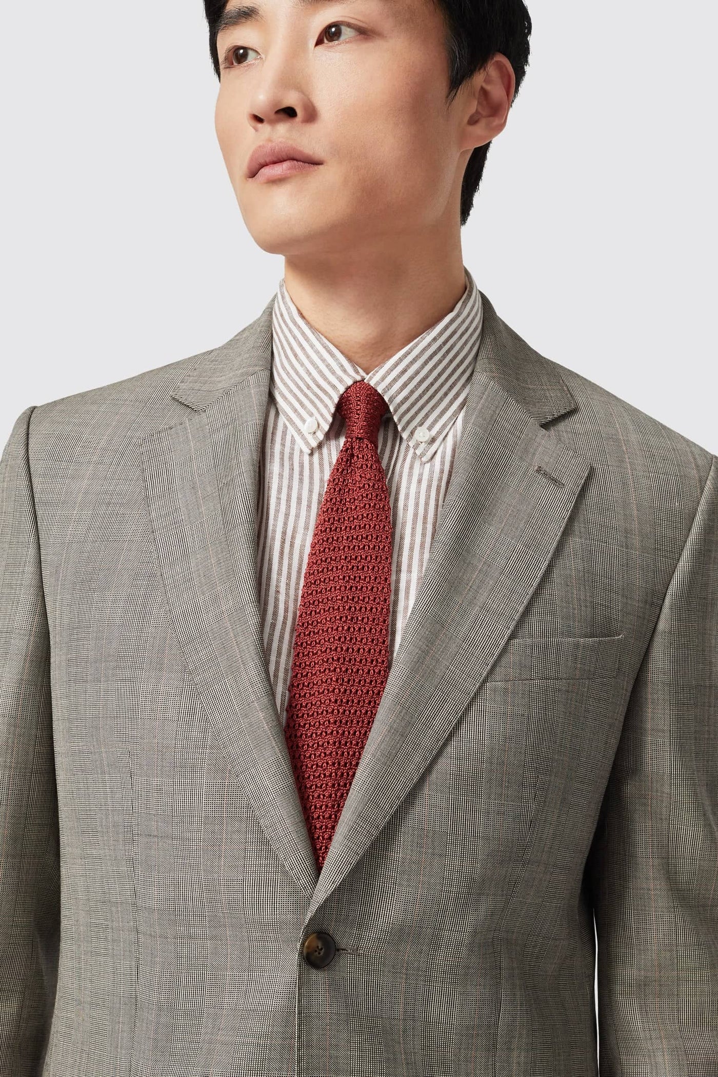 Row Tailored Fit Grey Check Wool Jacket - ARCHIVE