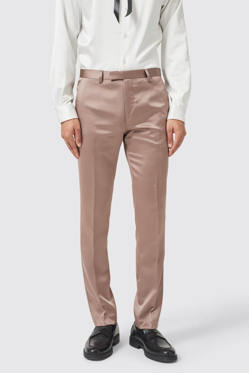 Draco Skinny Fit Rose Gold Sateen Trousers – Twisted Tailor