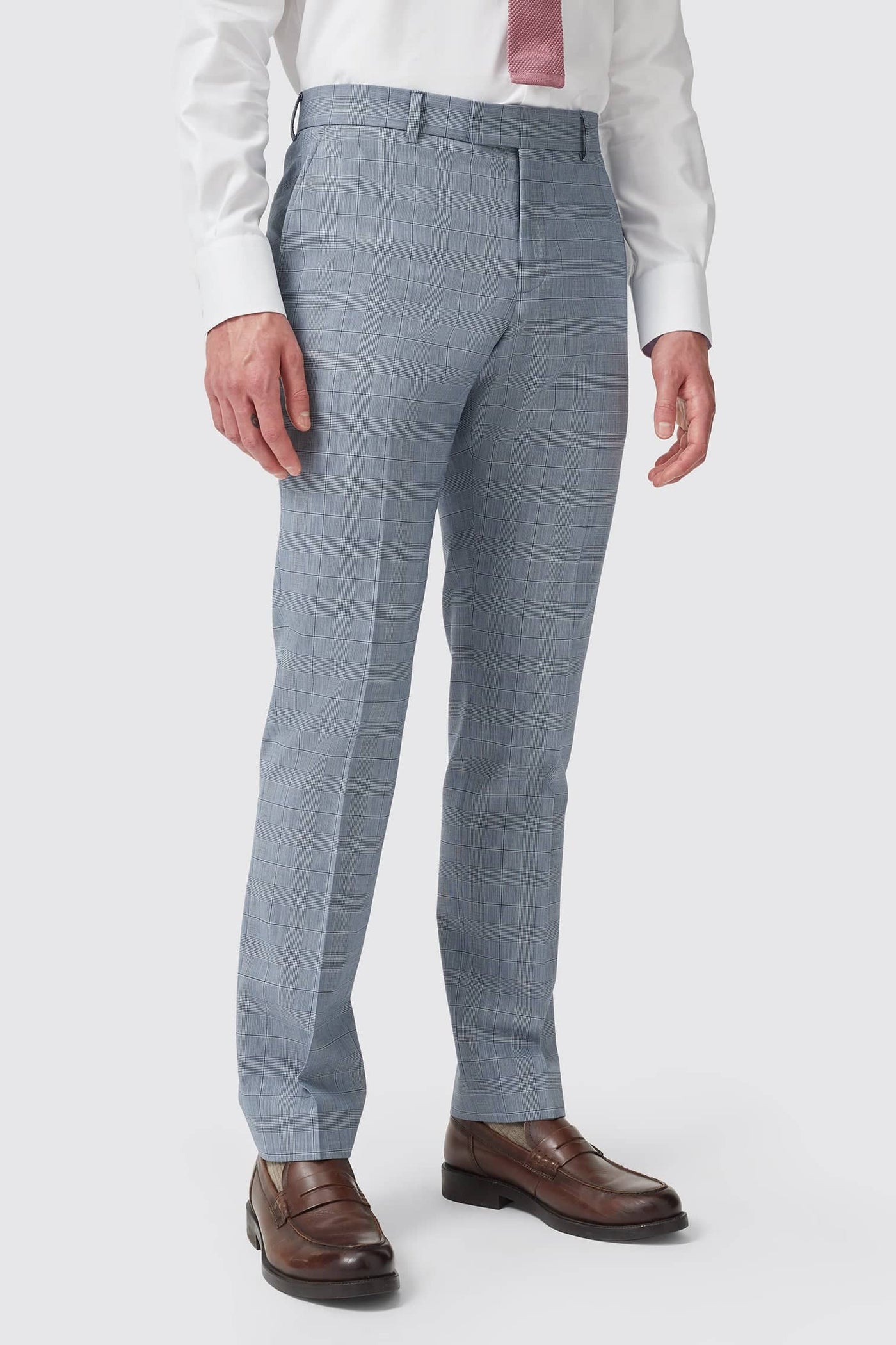 Grengall Slim Fit Blue Check Wool Trousers - ARCHIVE
