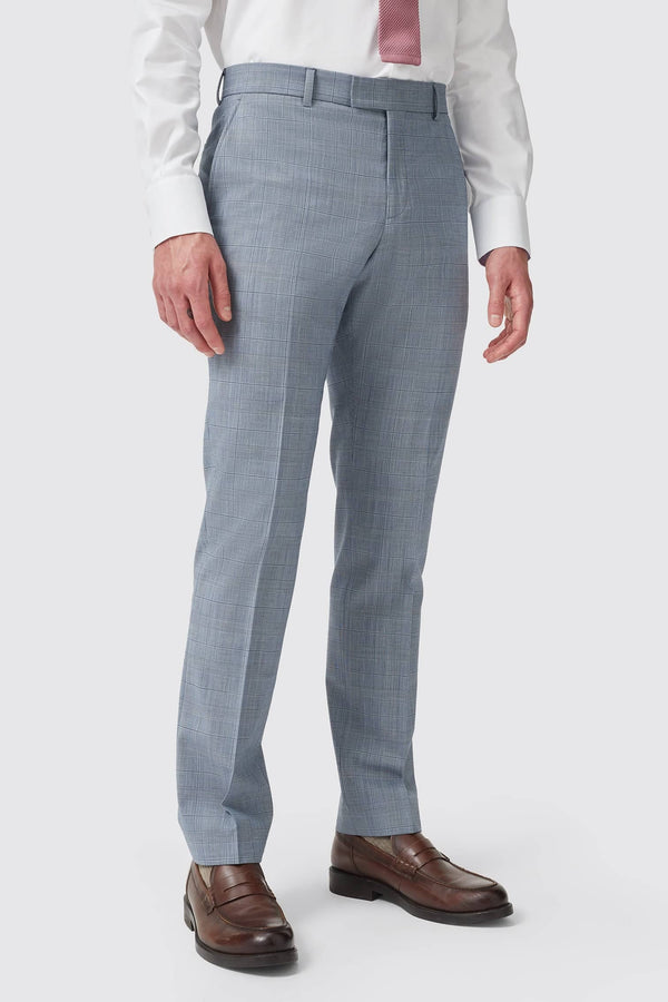 Grengall Slim Fit Blue Check Wool Trousers - ARCHIVE