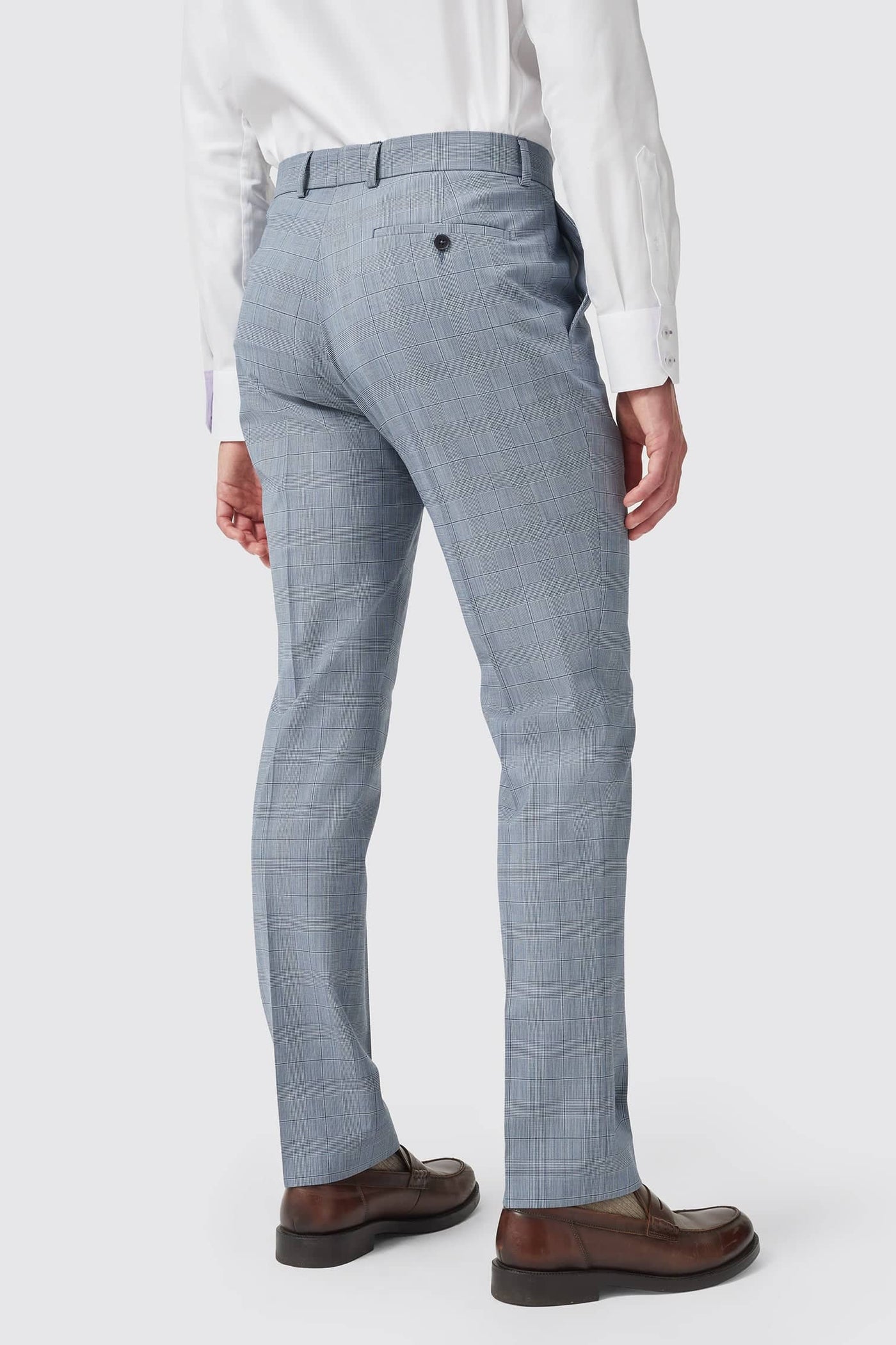 Grengall Slim Fit Blue Check Wool Trousers - ARCHIVE