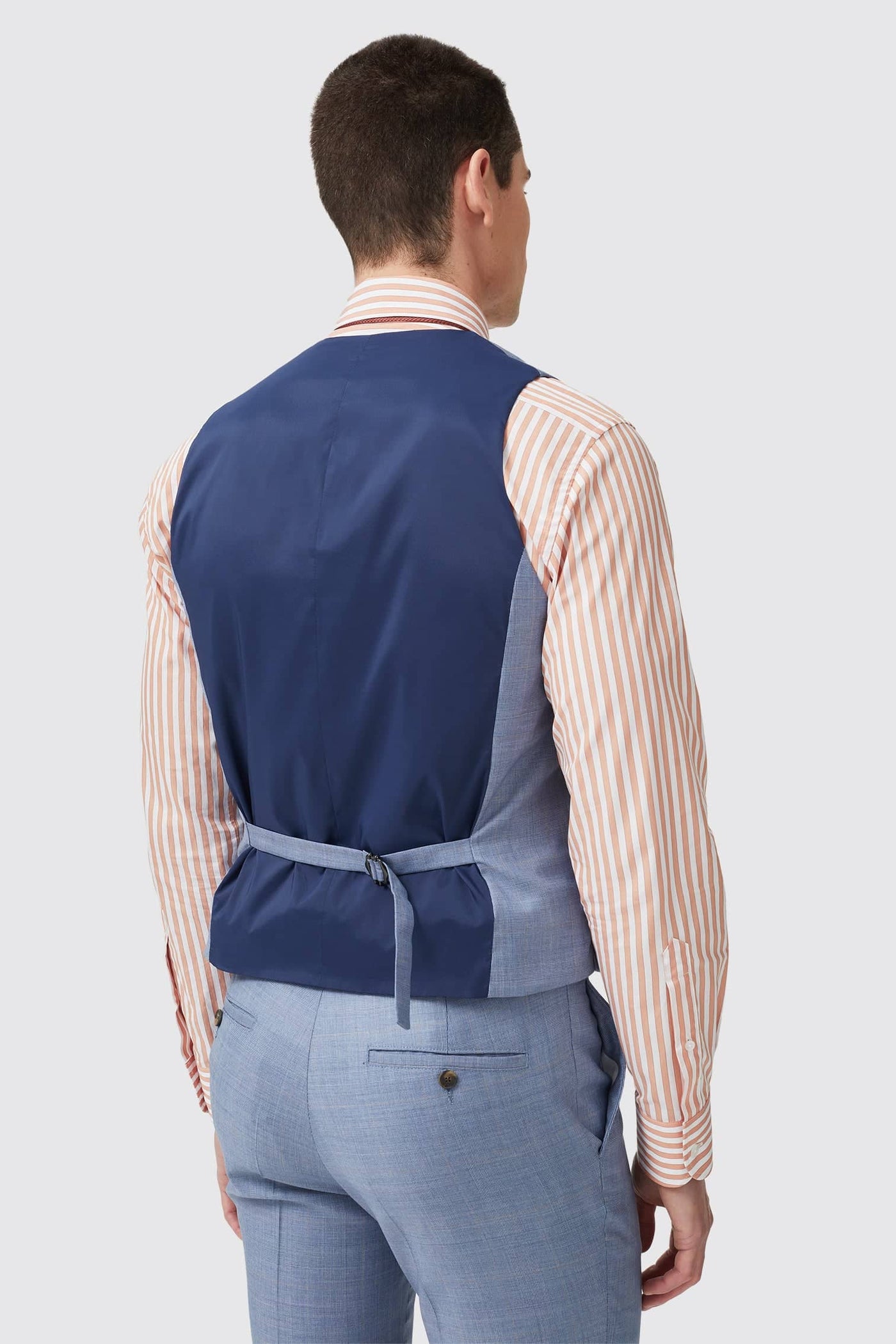 Rivulet Tailored Fit Blue Check Wool Waistcoat - ARCHIVE