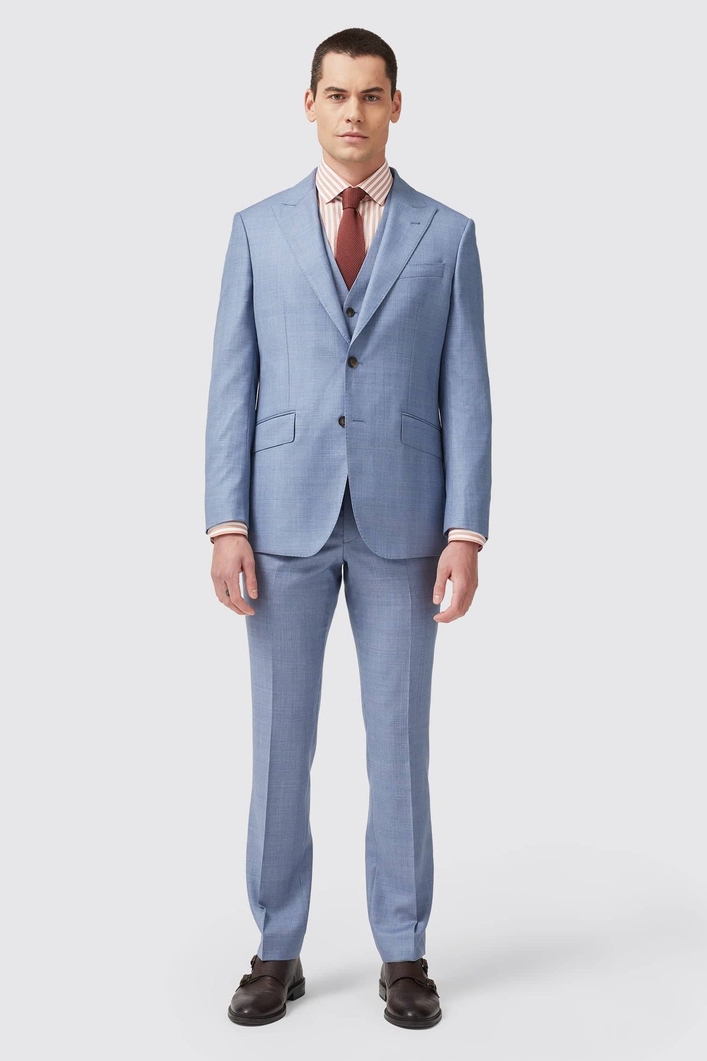 Rivulet Tailored Fit Blue Check Wool Waistcoat - ARCHIVE