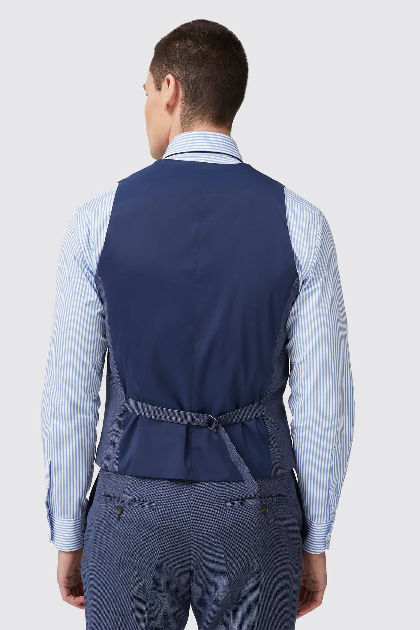 Wilder Tailored Fit Blue Birdseye Wool Vest - ARCHIVE