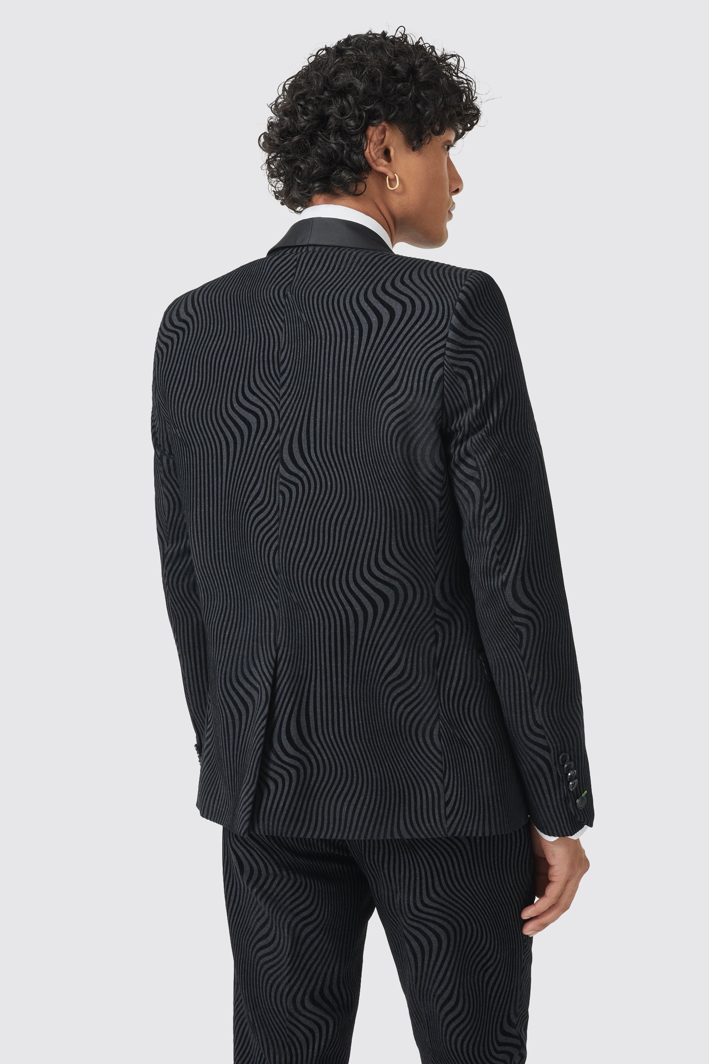 Torrance Skinny Fit Black Flocked Jacket - ARCHIVE