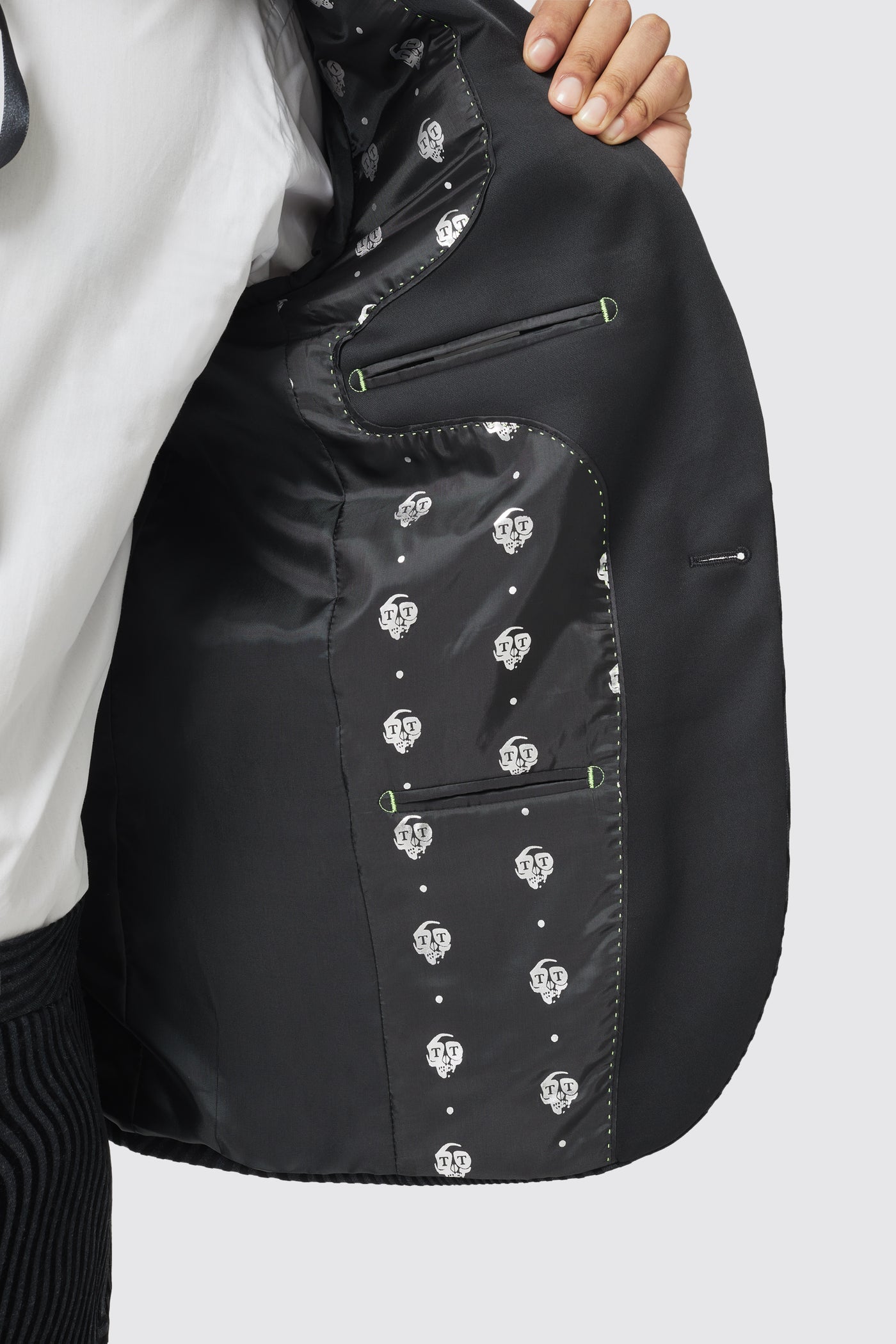 Torrance Skinny Fit Black Flocked Jacket - ARCHIVE