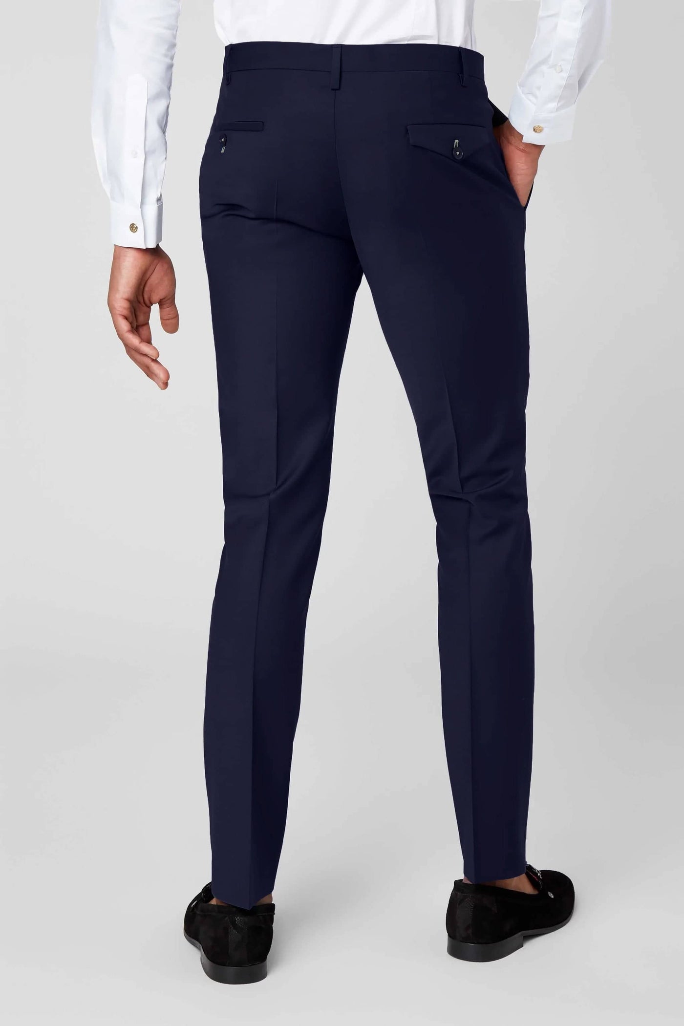 Drake Skinny Fit Dark Navy Wool Trousers - ARCHIVE