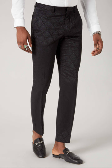 Shelby & Sons Gawthorpe Black Jacquard Suit Trouser