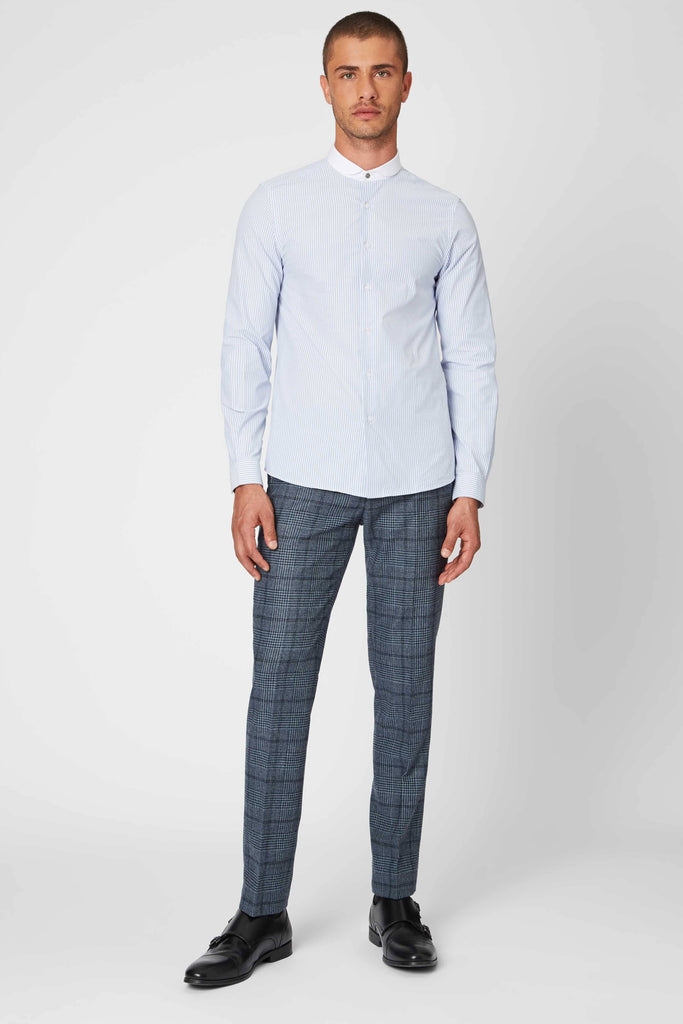 Shelby & Sons Portland Penny Collar Shirt in Blue Stripe