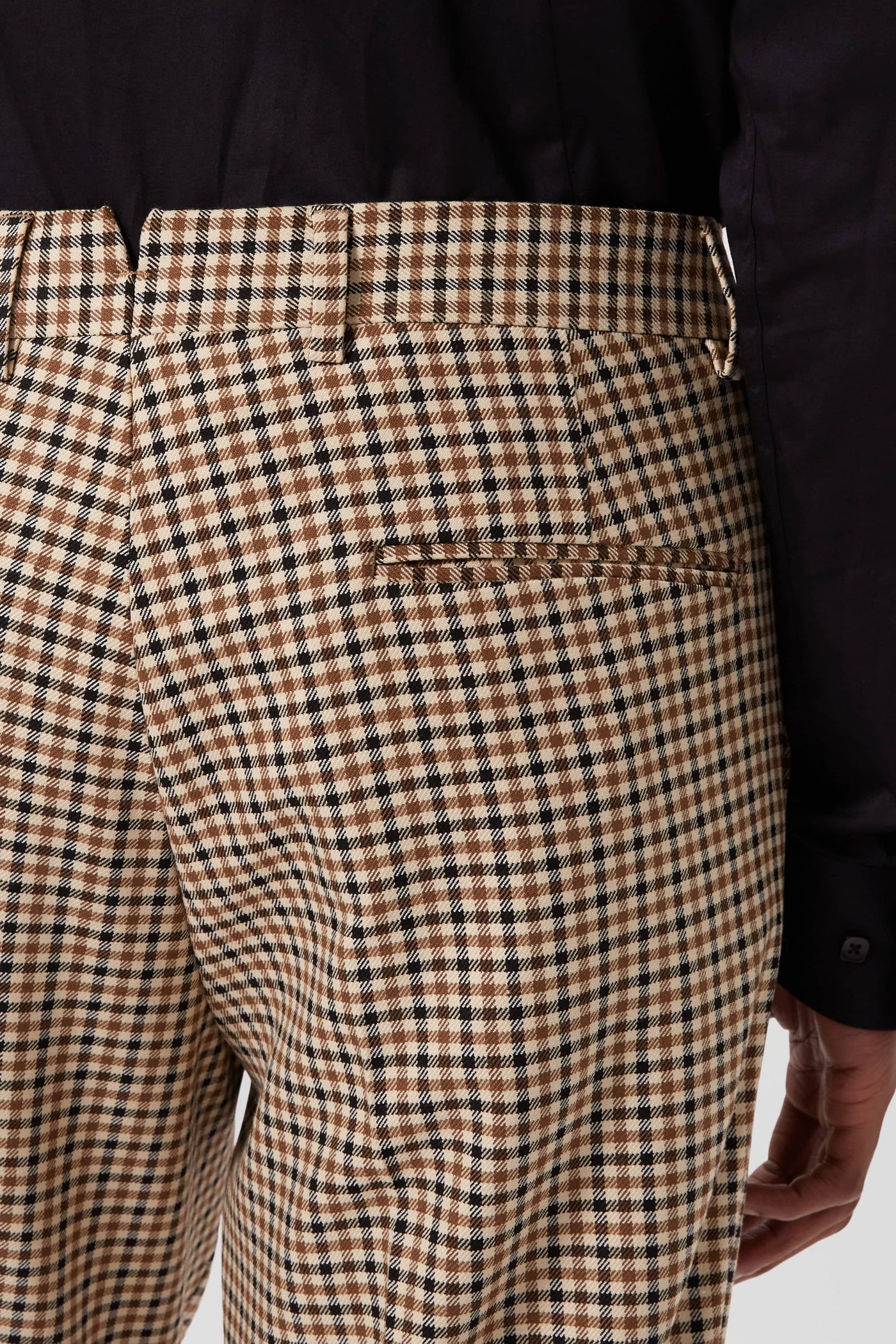 Blythe Slim Fit Beige Check Pants