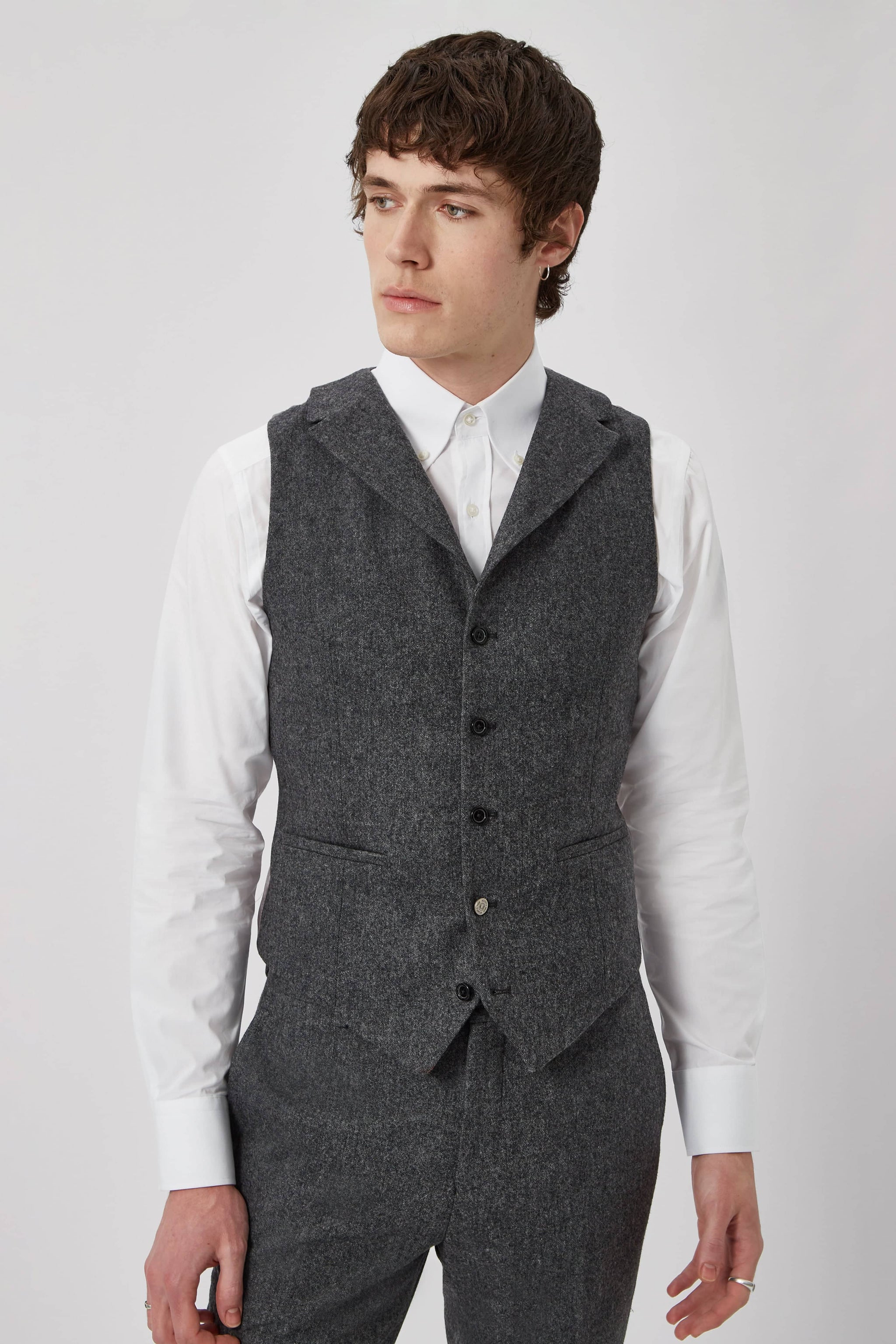 Dark grey wool waistcoat outlet