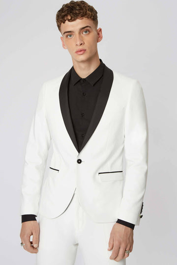 Twisted Tailor Brondesbury Skinny Fit White Tuxedo Jacket