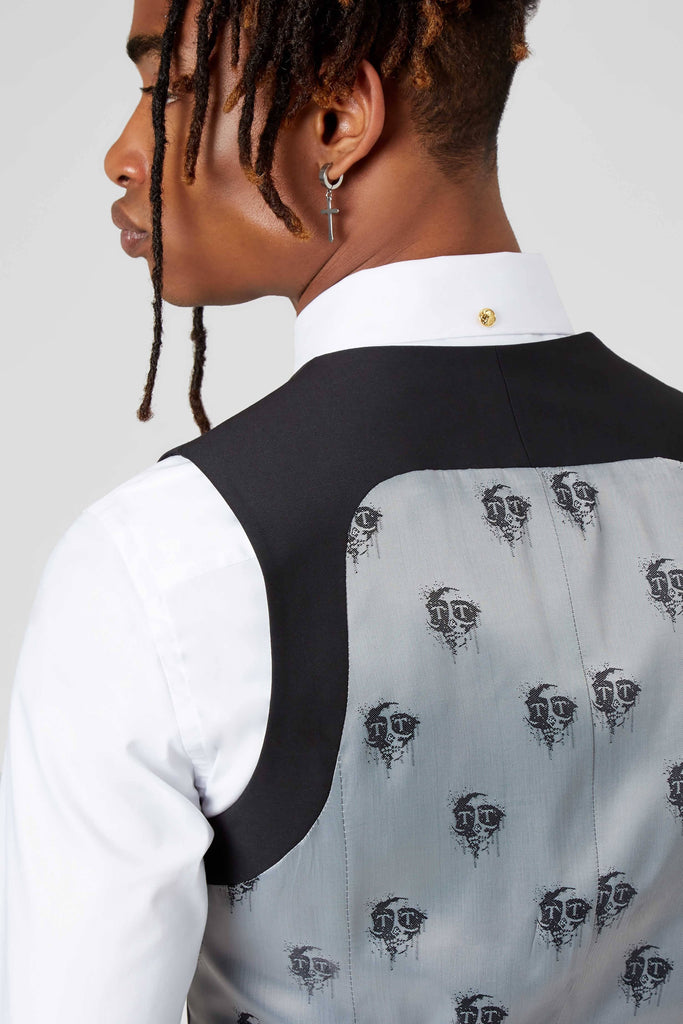 Twisted Tailor Ellroy Skinny Fit Black Double Breasted Waistcoat