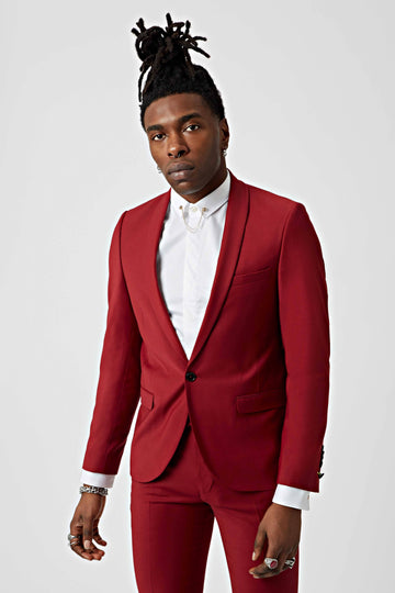 Twisted Tailor Ellroy Skinny Fit Burgundy Suit Jacket