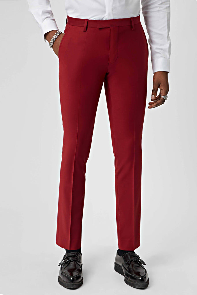 Twisted Tailor Ellroy Skinny Fit Burgundy Suit Trousers