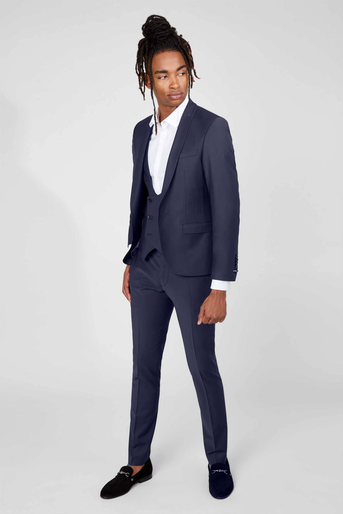 Twisted Tailor Ellroy Skinny Fit Navy Blue Suit Trousers