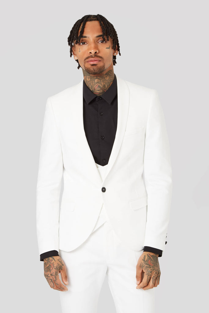 Twisted Tailor Hemmingway Skinny Fit Suit Jacket in White - New Ellroy