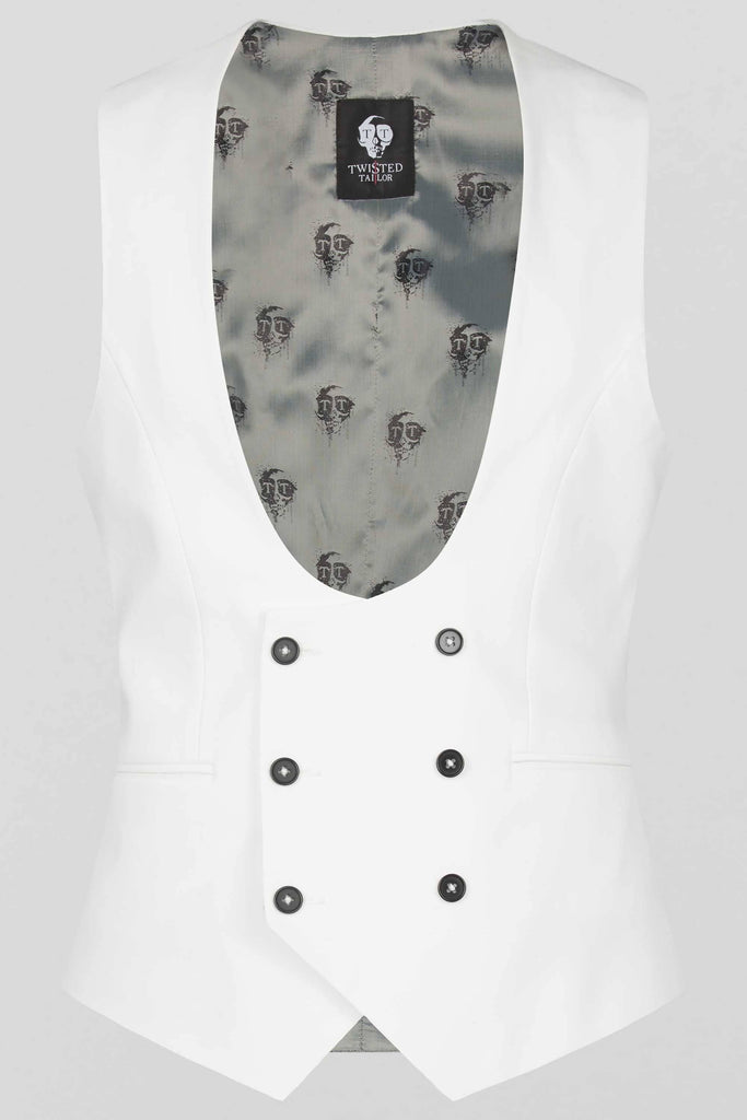 Twisted Tailor Hemmingway Skinny Fit Waistcoat in White - New Ellroy