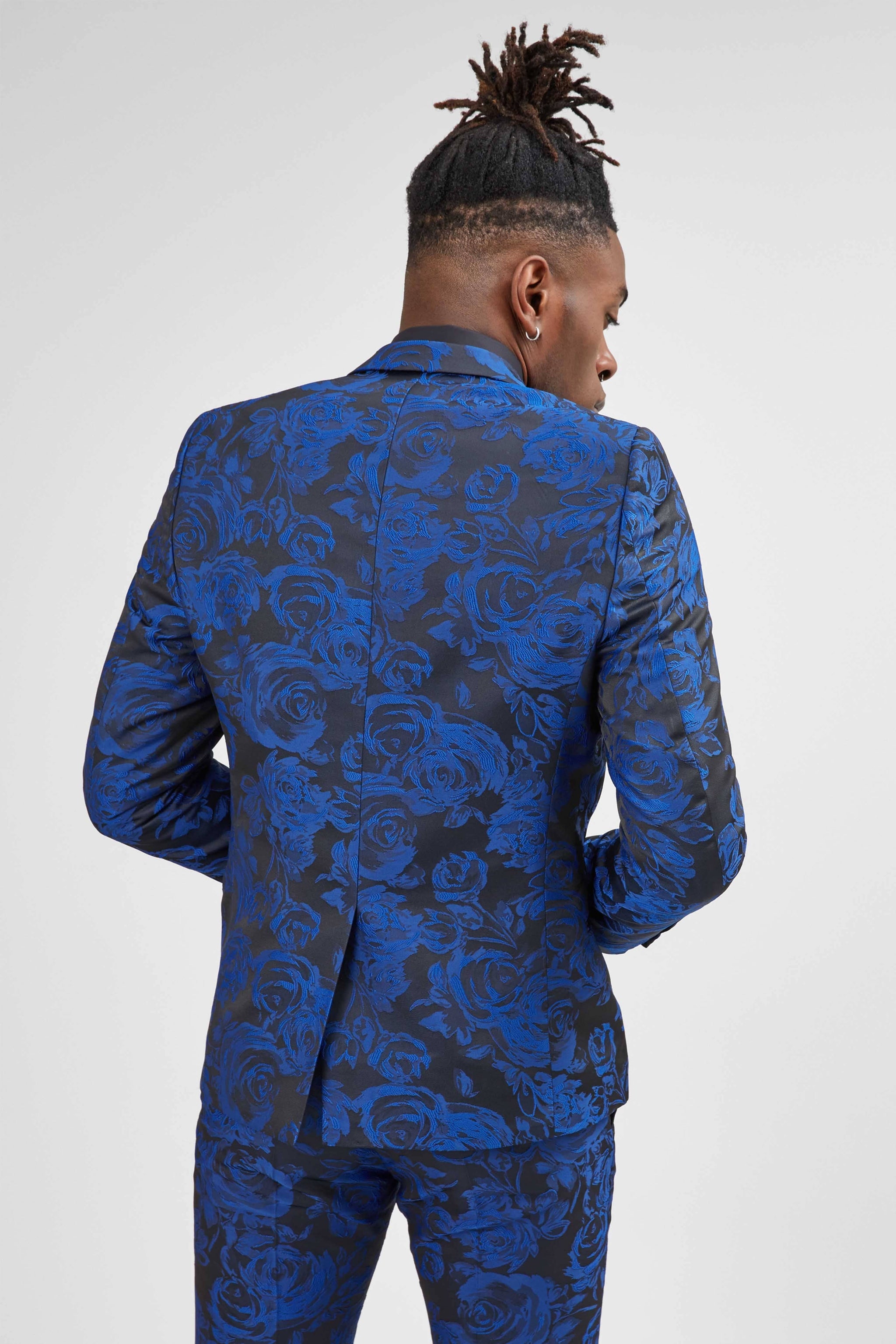 Twisted Tailor Ersat Skinny Fit Blue Floral Tuxedo Jacket