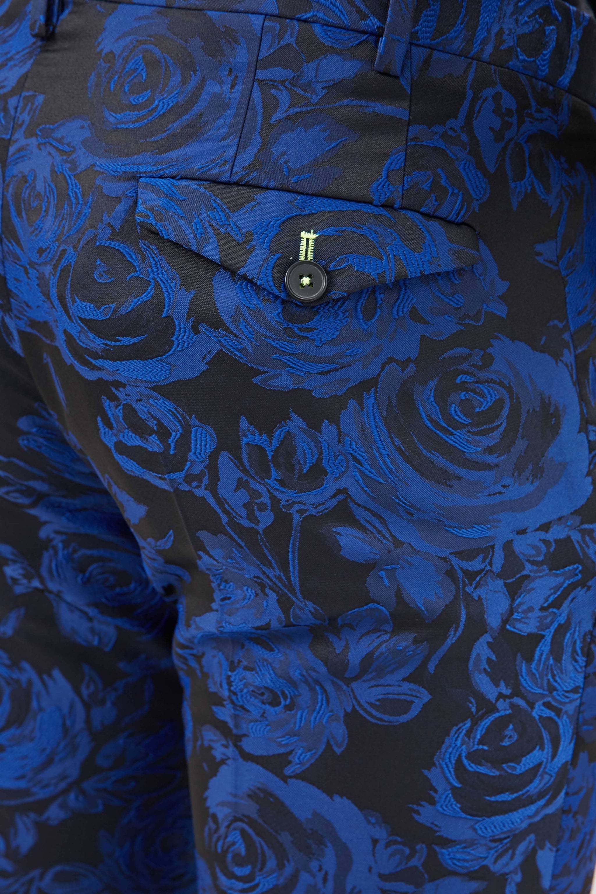 Twisted Tailor Ersat Skinny Fit Blue Floral Tuxedo Trousers